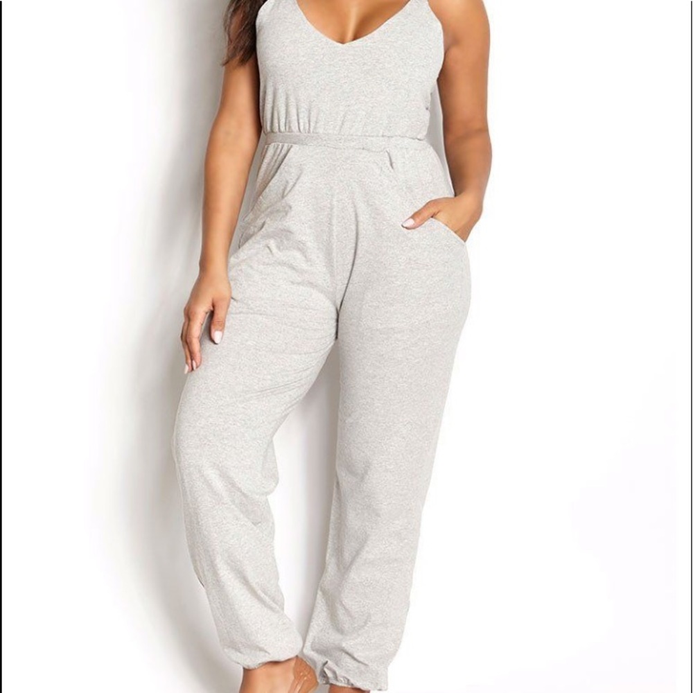 Plus Size Rebdolls Grey jogger jumpsuit